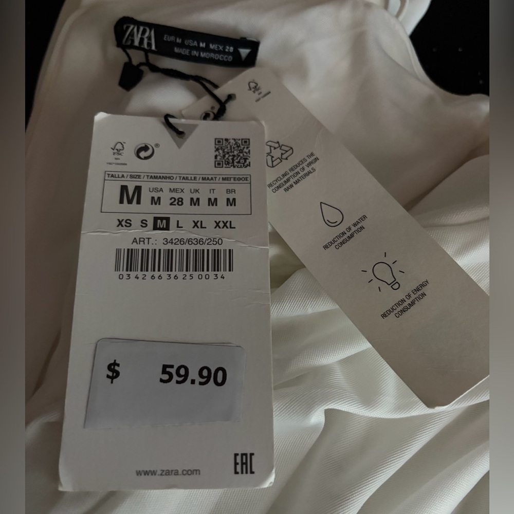 Zara White Strap Ruched Side-Tie Midi Dress - Picture 5 of 8